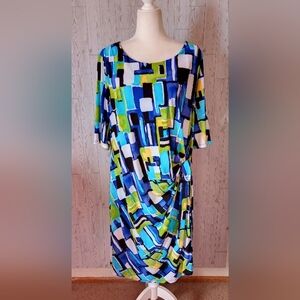 Kiara Abstract Print Mock Wrap Dress Women's Size XXL NWT